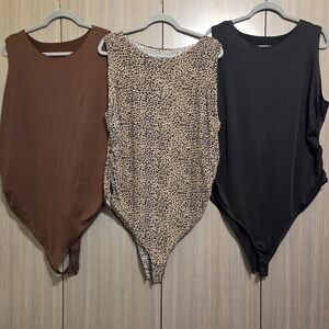 Stylish Sleeveless Bodysuits - Brown, Leopard, Black